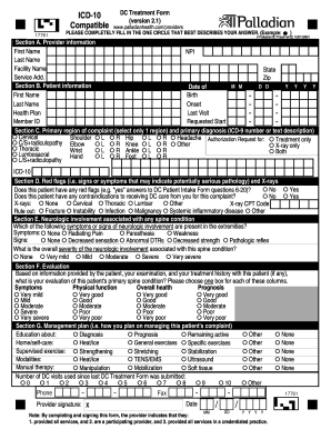 Palladian DC Treatment Form - Dr Jeff Poplarski Chiropractor