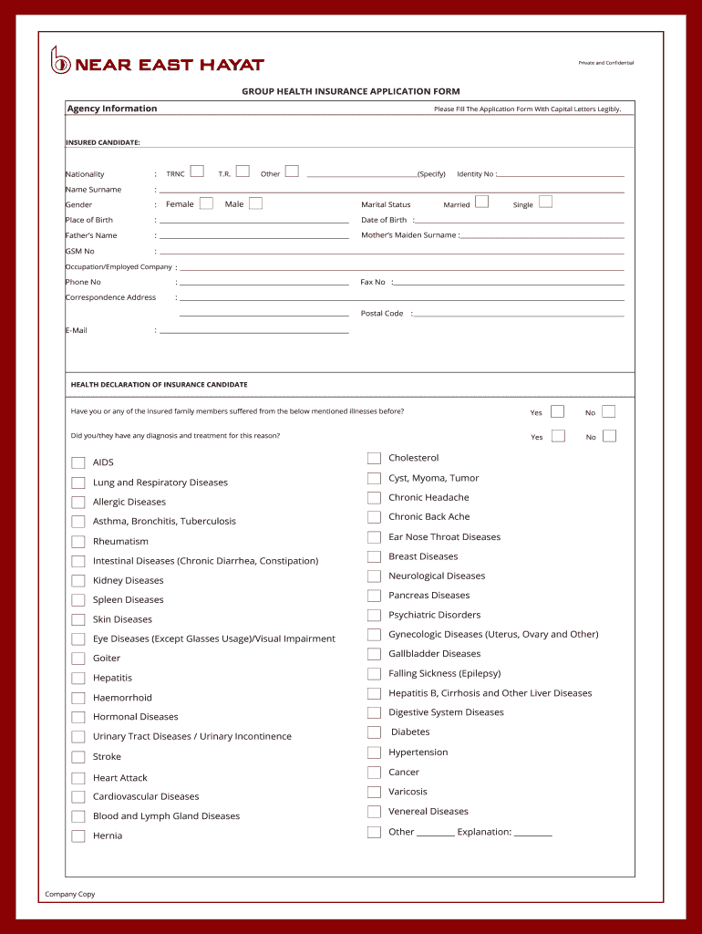 Fillable Online Private medical insurance application form Fax Email