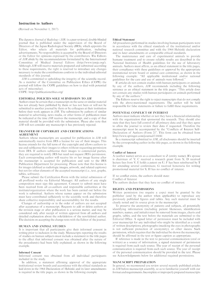 Guide for authors - Journal of Radiology Nursing - ISSN Preview on Page 1