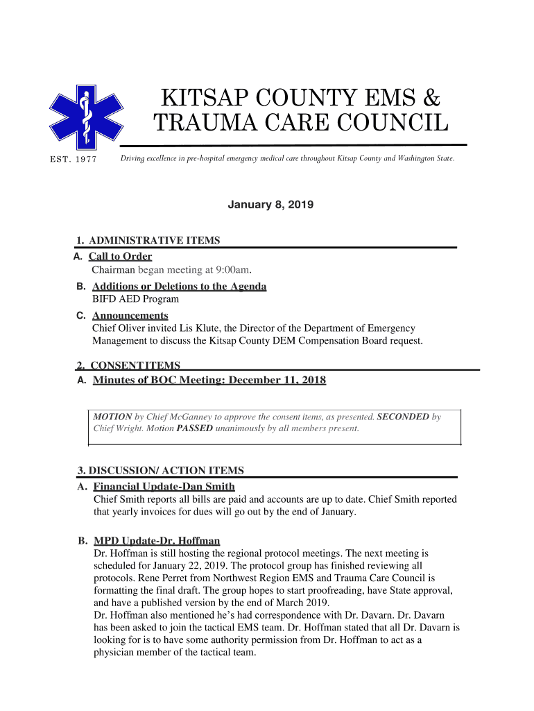 Fillable Online Kitsap County Emergency Medical Services (EMS) and Fax Email Print pdfFiller