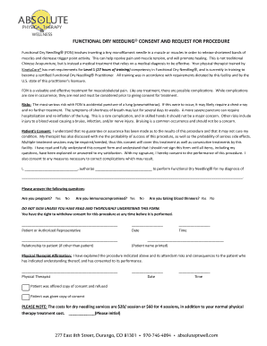 Fillable Online Dry Needling Patient Consent to Treat - Ignite Physical ...