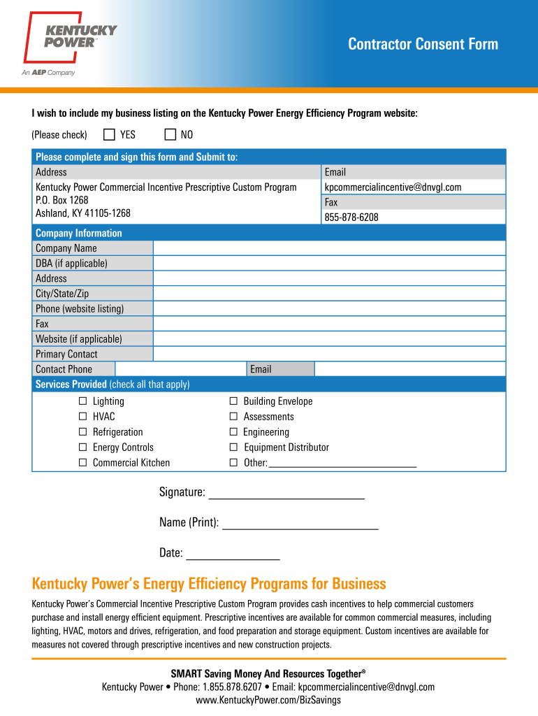 Contractor Consent Form - Kentucky Power Preview on Page 1