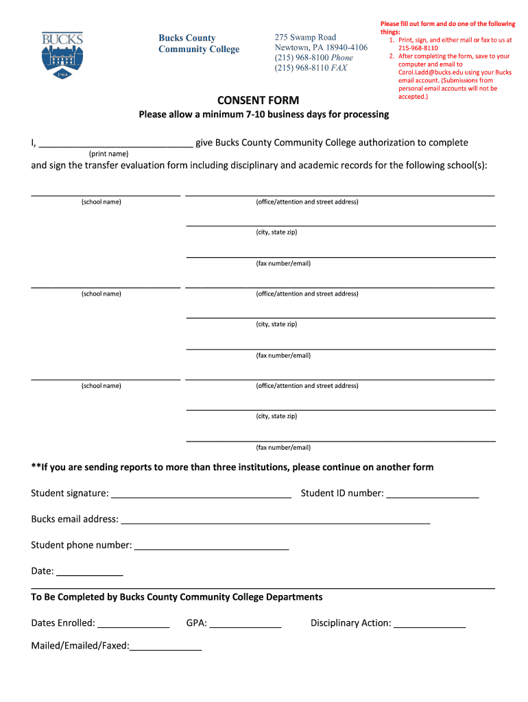 High School Approval FormBucks County Community College Preview on Page 1