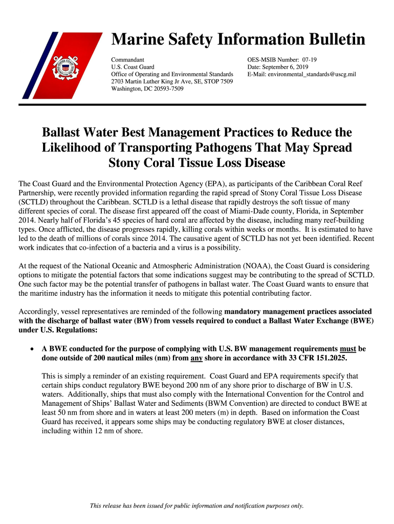 Fillable Online Marine Safety Information Bulletin United States