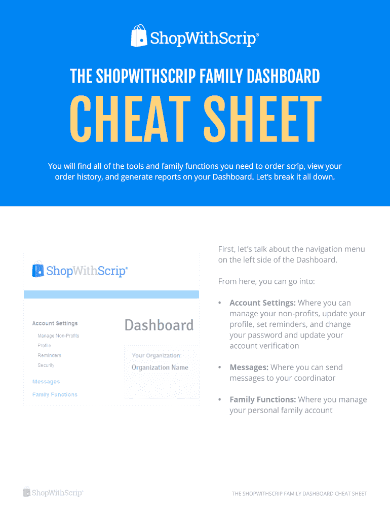 Fillable Online Family Dashboard Cheat Sheet Shop With Scrip Fax