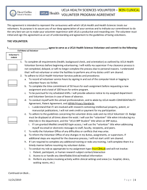 Non-Clinical UCLA Health Sciences Volunteer Agreement