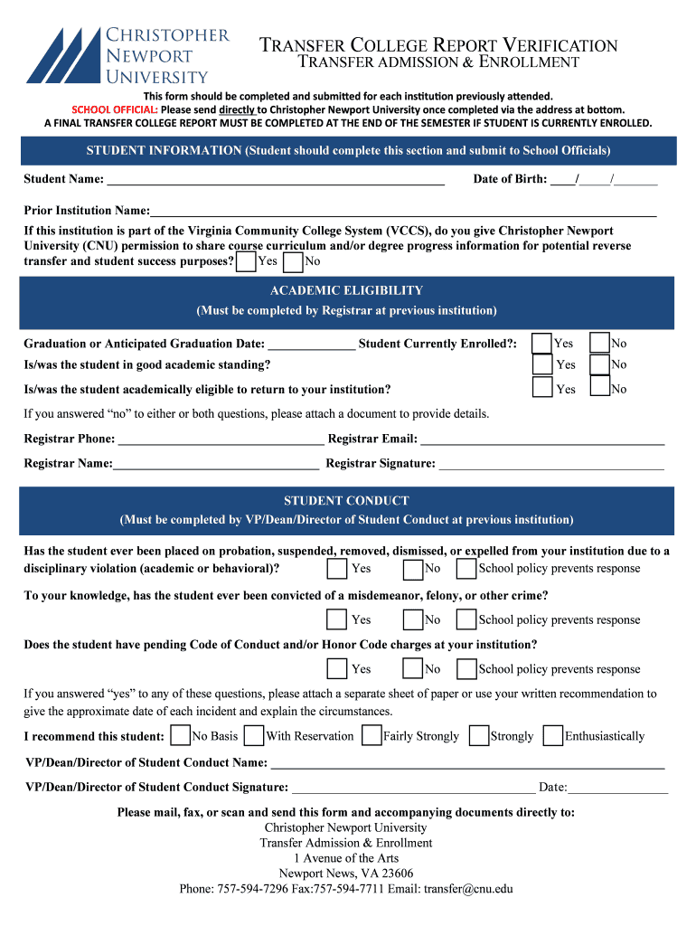 Re-Admission - Re-Admission - Christopher Newport University Preview on Page 1