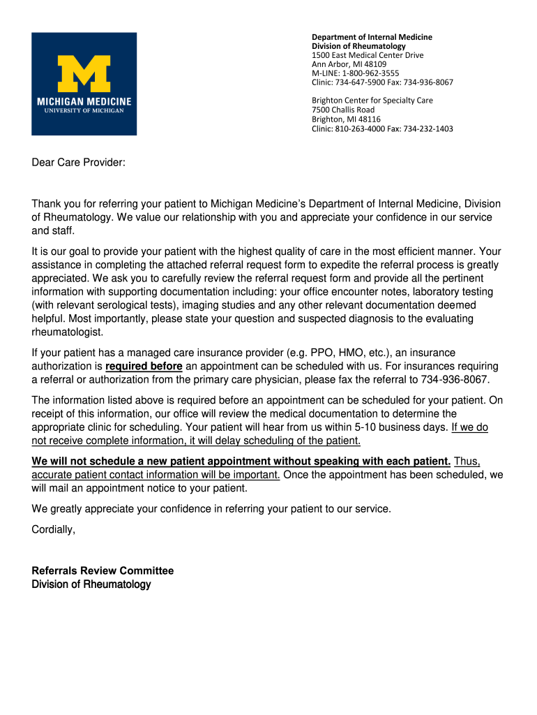 rheumatology consultation form Preview on Page 1