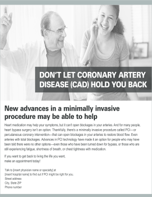 Newspaper Ad Template -1/2 page black and white- PDF. This1/2 page black and white Newspaper Ad can be customized for you to place in your local area.The educational ad introduces PCI procedures and details CAD patients may find themselves in &am