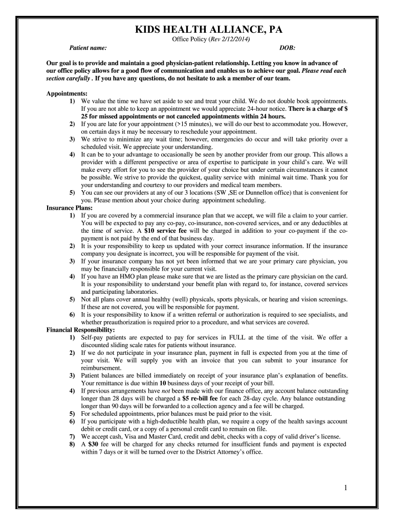 KIDS HEALTH ALLIANCE, PA Preview on Page 1