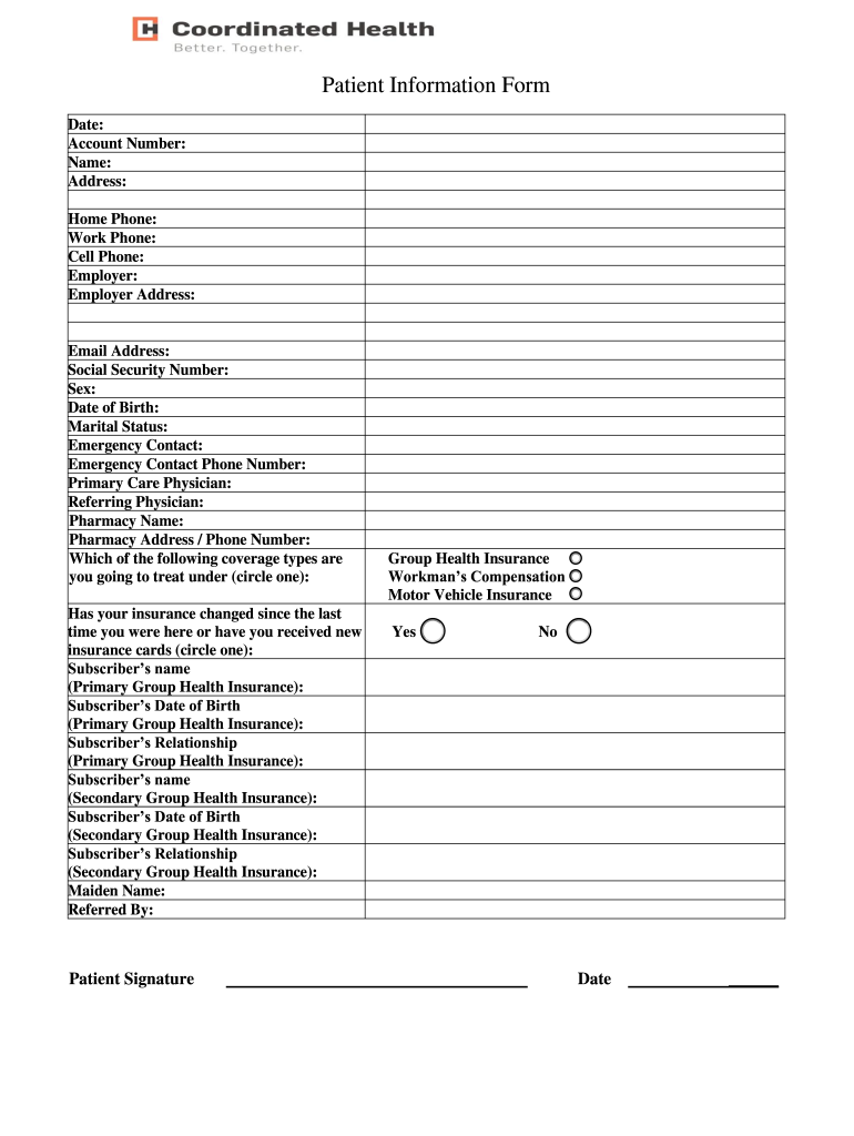 NEW PATIENT INFORMATION SHEET DATE OF BIRTH SEX M F EMPLOYER Preview on Page 1