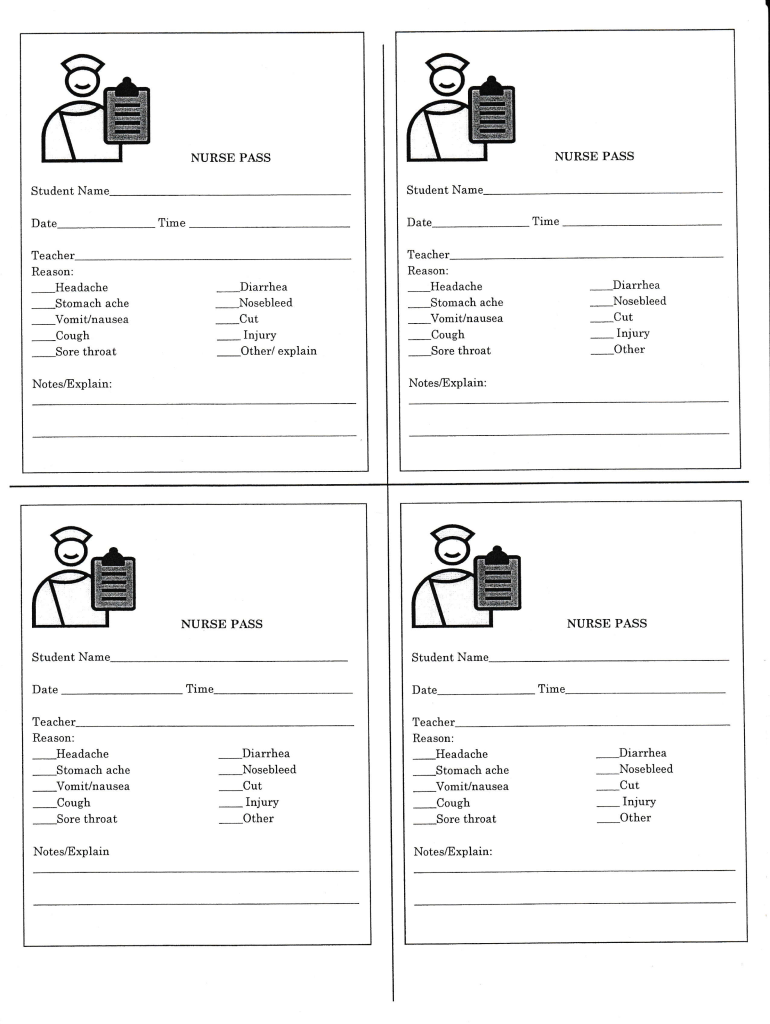 Fillable Online Headache ache Vomit/nausea Cut Cough Sore throat Fax Email Print
