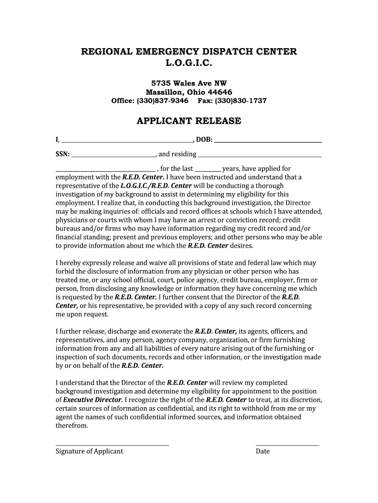 application for employment - Regional Emergency Dispatch Preview on Page 1
