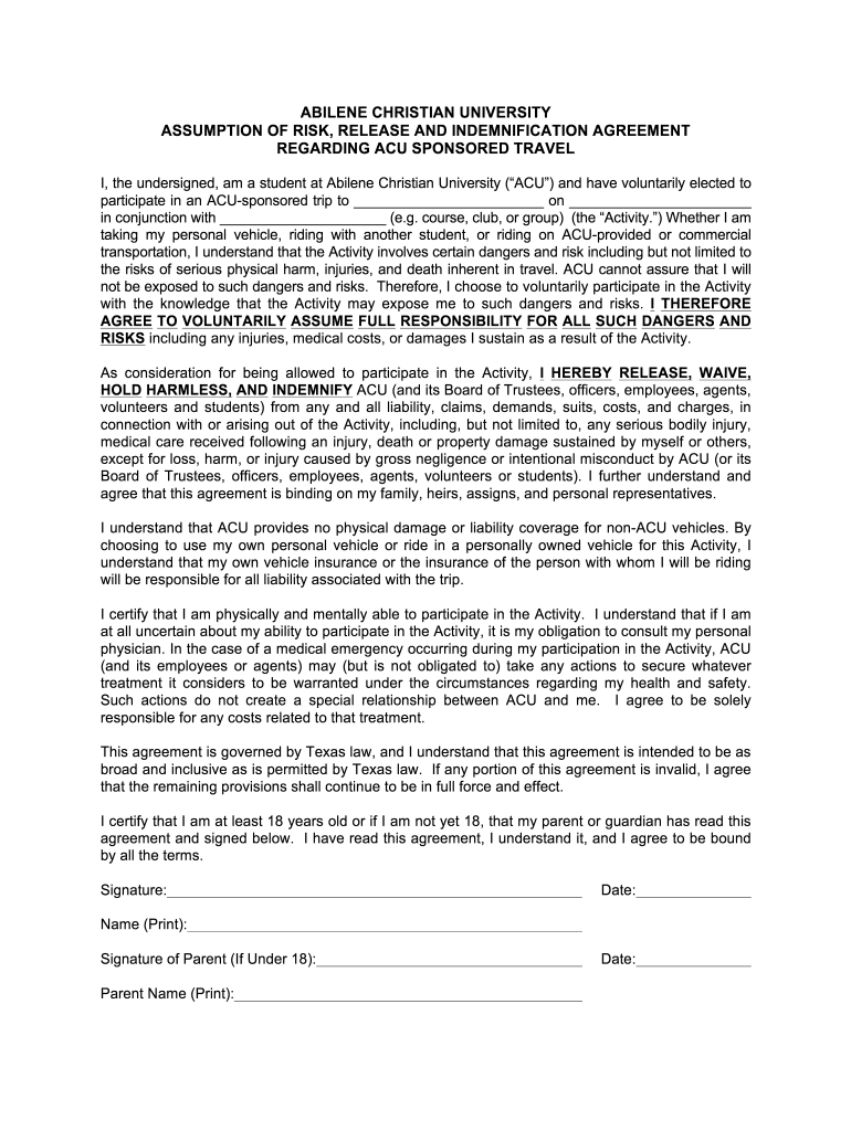 acu agreement Preview on Page 1