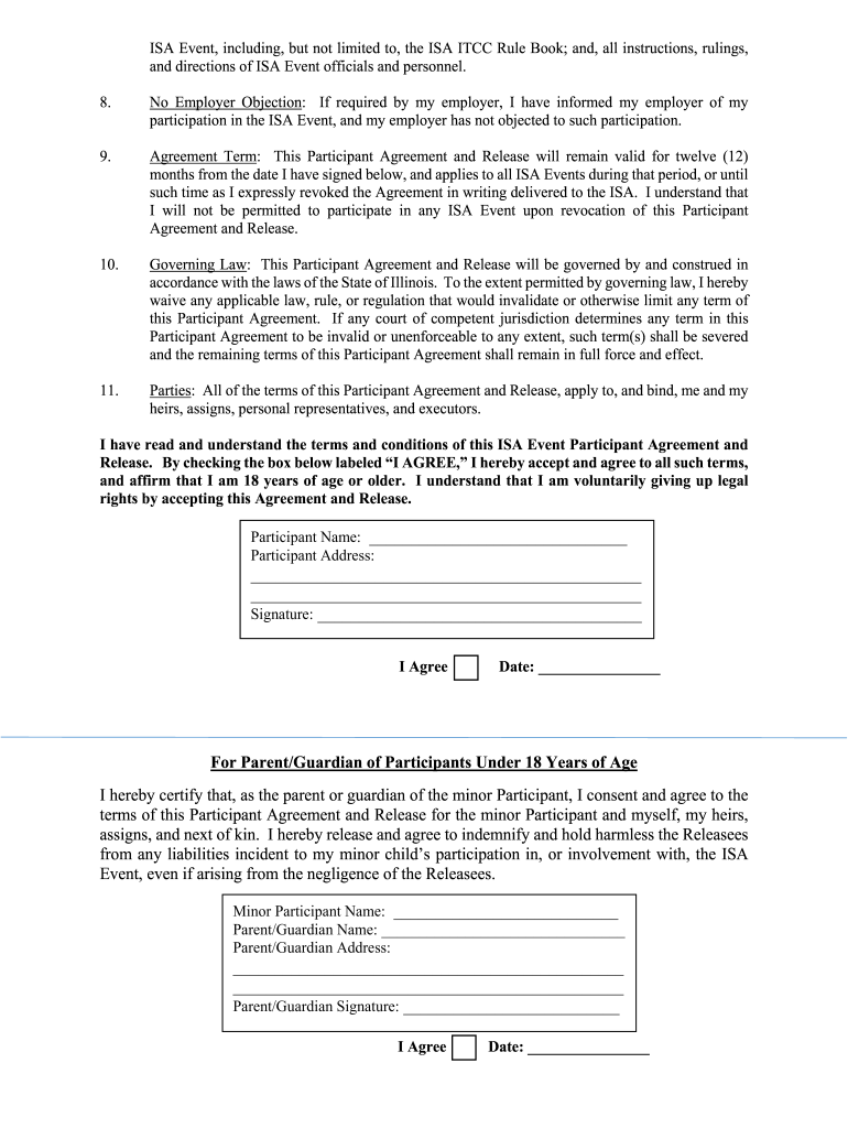 NOTICE TO ISA EVENT PARTICIPANTS REQUIRED EMERGENCY CONTACT Preview on Page 1