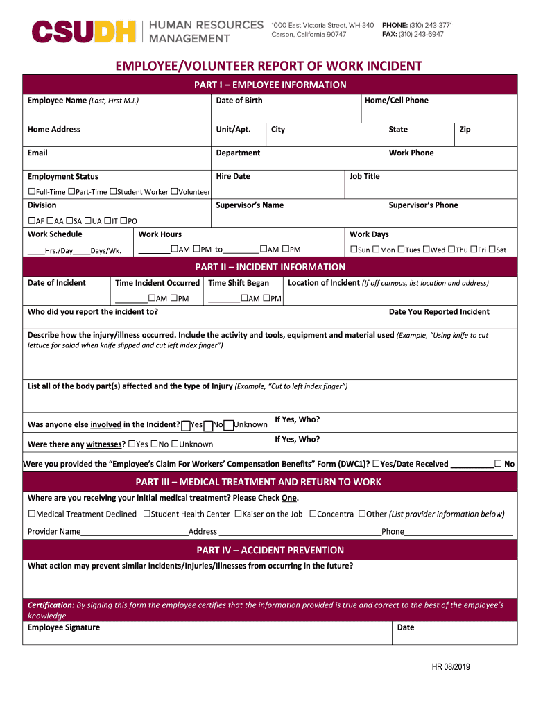 volunteer report incident template Preview on Page 1