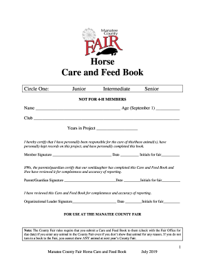 Fillable Online Virginia 4-H Horse Project Junior Record Book ...