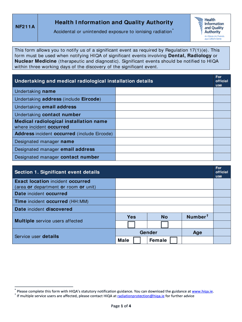 IE HIQA NF211A Fill and Sign Printable Template Online US Legal Forms