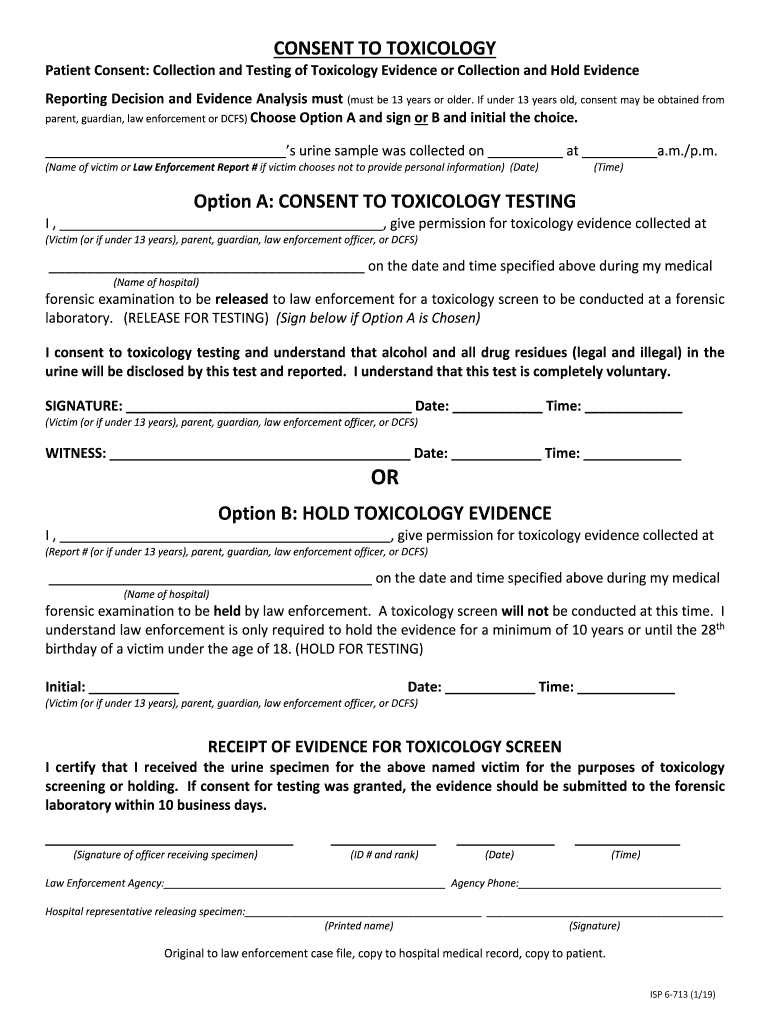 Consent to Toxicology Form Preview on Page 1