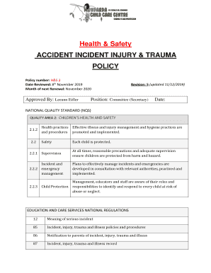 Fillable Online Reporting and investigating injuries and incidents ...