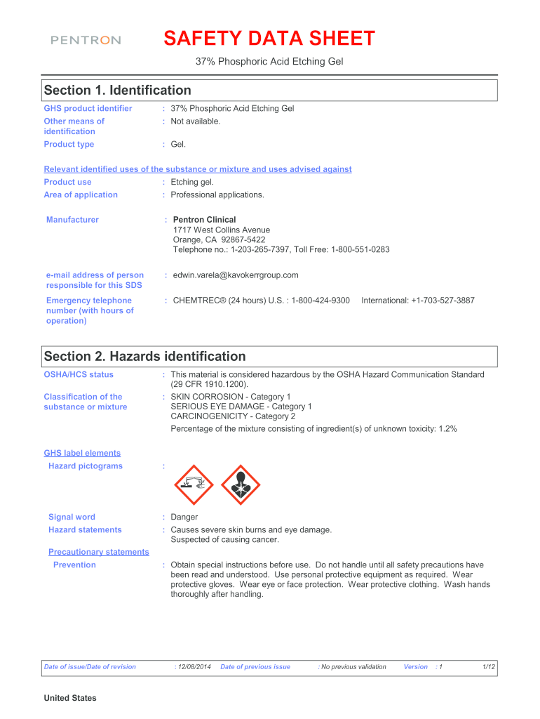 Fillable Online SAFETY DATA SHEET Dental Health Products Fax Email
