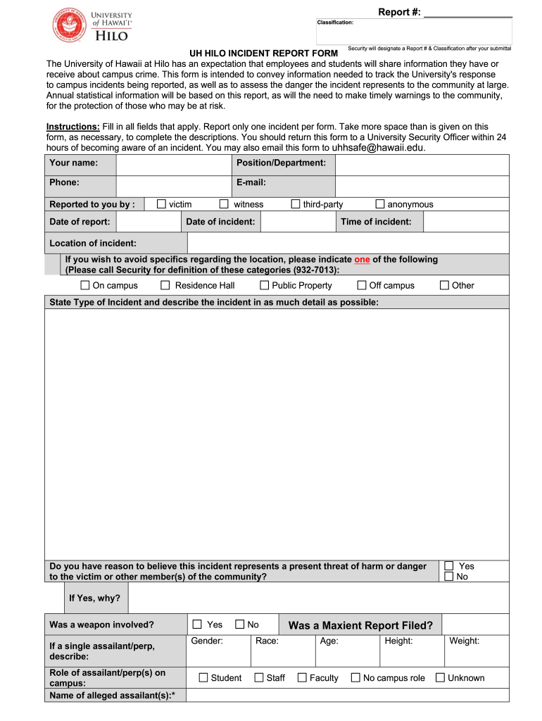 hilo incident report Preview on Page 1