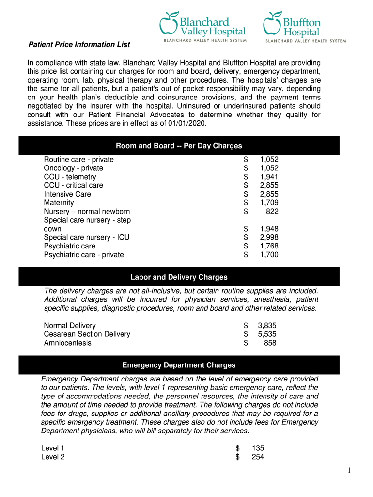 Fillable Online In compliance with state law, Grace Hospital is