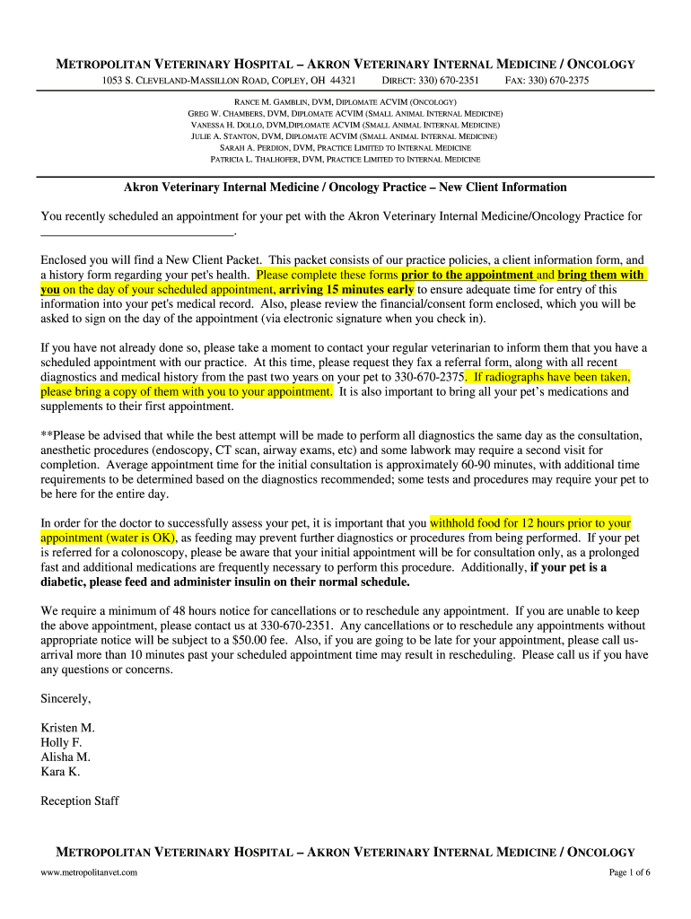 Akron Veterinary Internal Medicine & Oncology(330) 666 Preview on Page 1