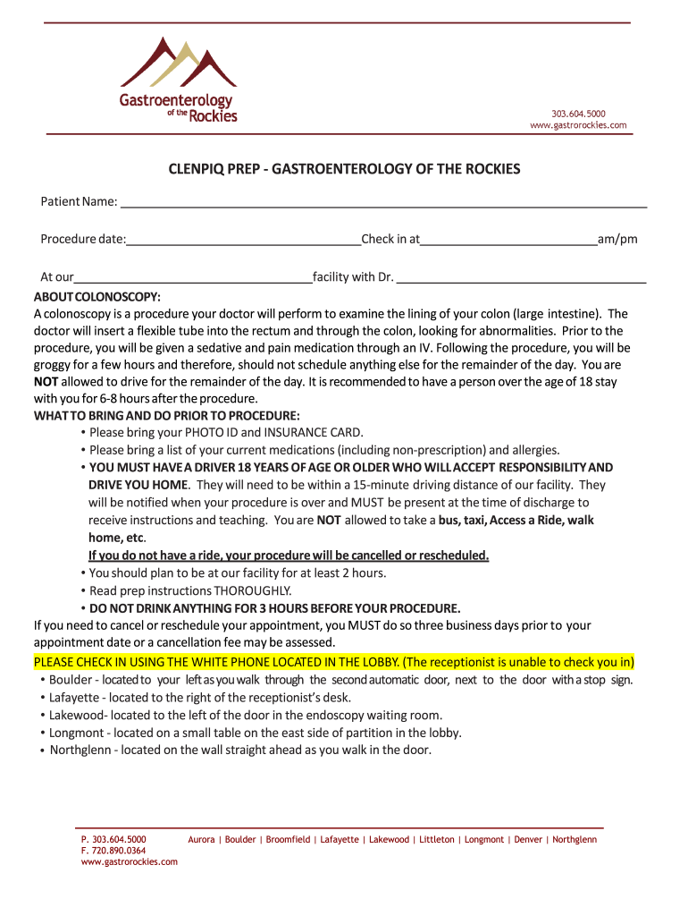 colonoscopy prep instructions pdf Preview on Page 1