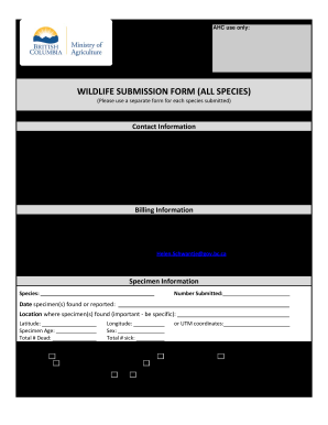 Wildlife Submission Form - Animal Health Centre