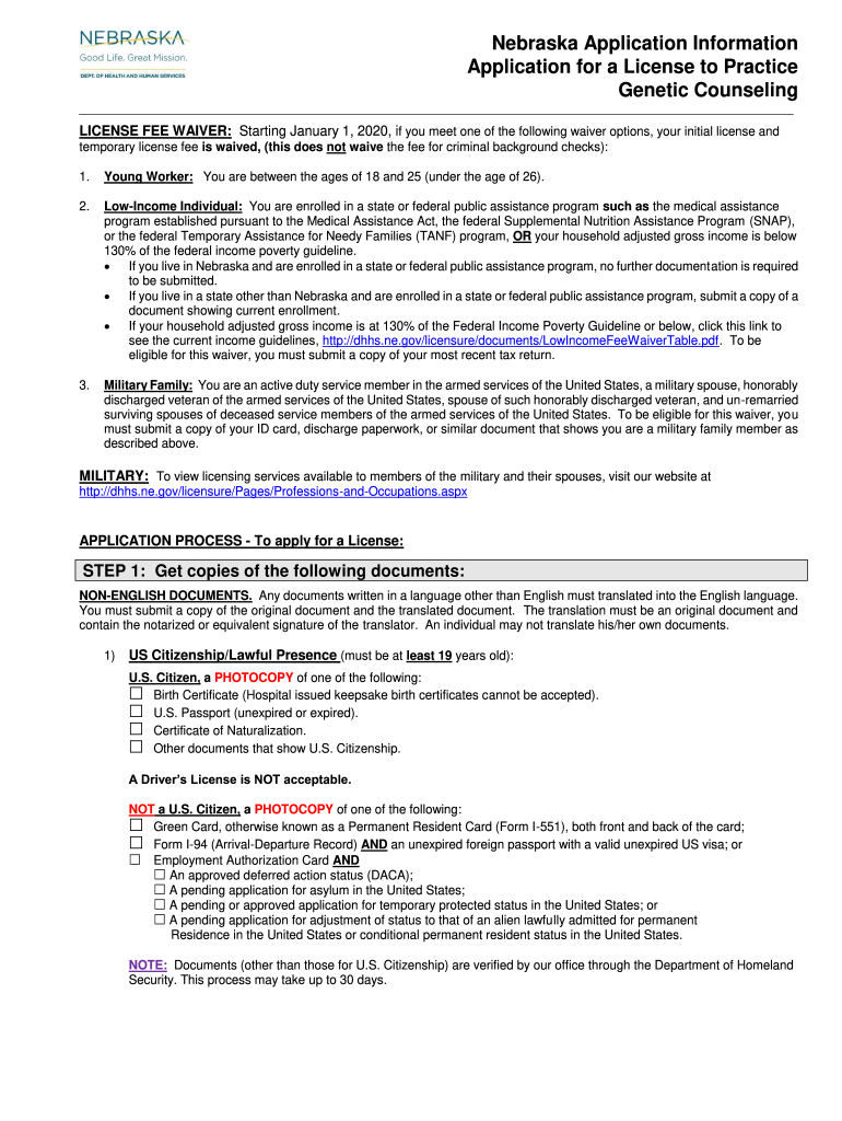 Application Information - Nebraska Department of Health Preview on Page 1