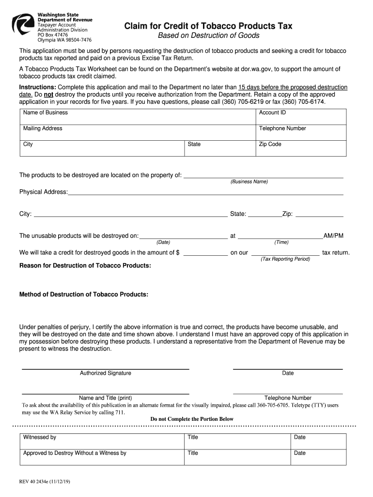 Cigarette Tax - Washington State Department of Revenue Preview on Page 1