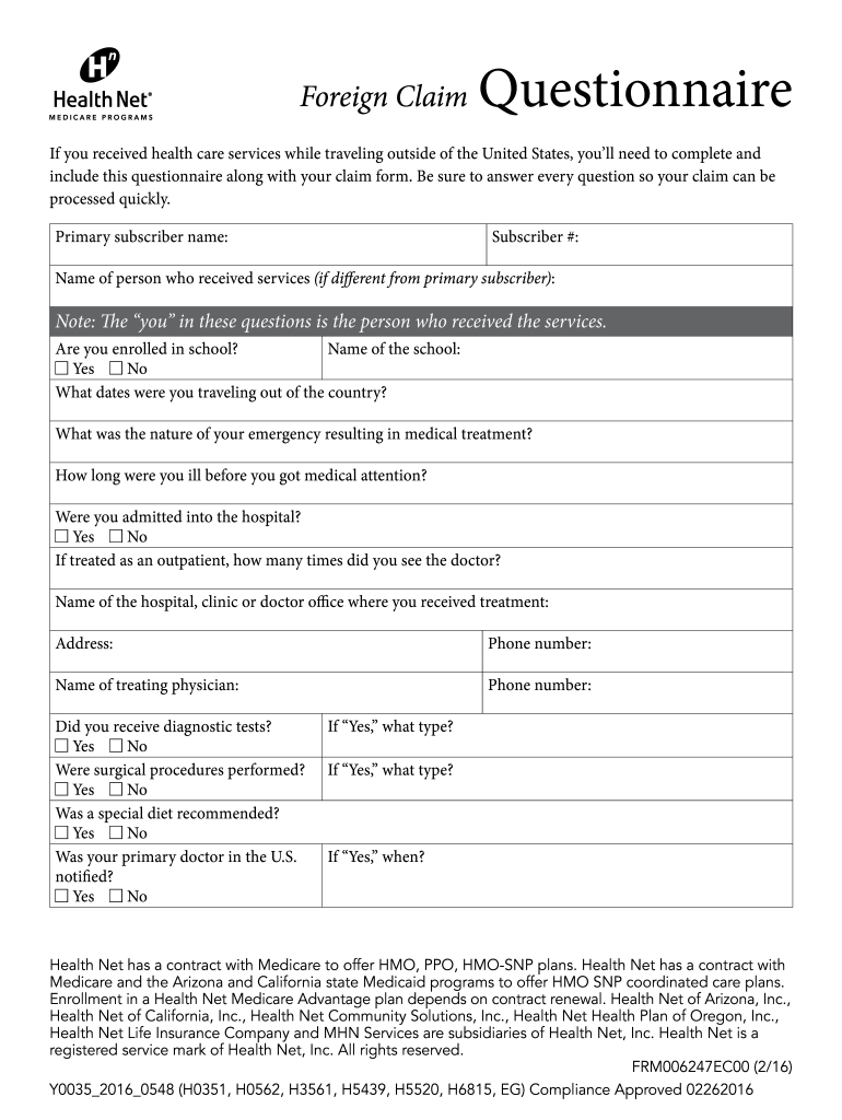 Medicare Claim Form - MHN Preview on Page 1