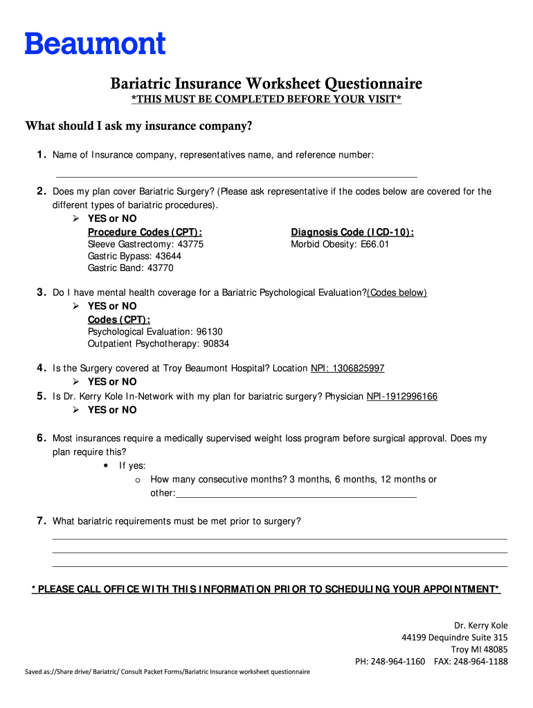 Fillable Online Is Weight Loss Surgery Covered by Insurance?Duke Health