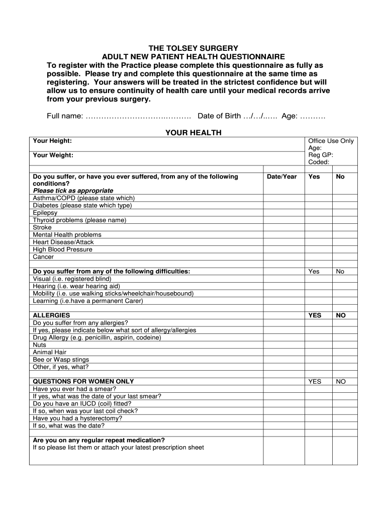 Fillable Online Register as a new patient Chipping Norton Health