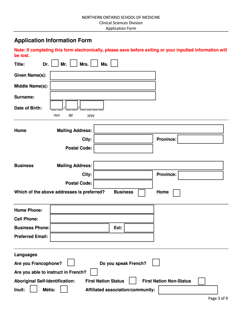 APPLICATION FOR FACULTY APPOINTMENT Clinical Preview on Page 1
