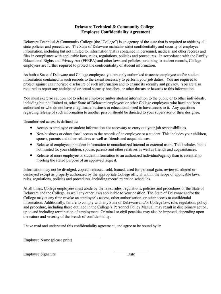 DTCC Employee Confidentiality Agreement Preview on Page 1