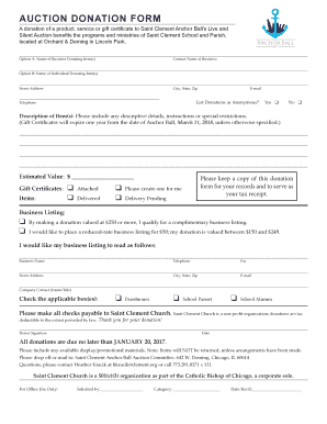 AUCTION DONATION FORM - Saint Clement Parish