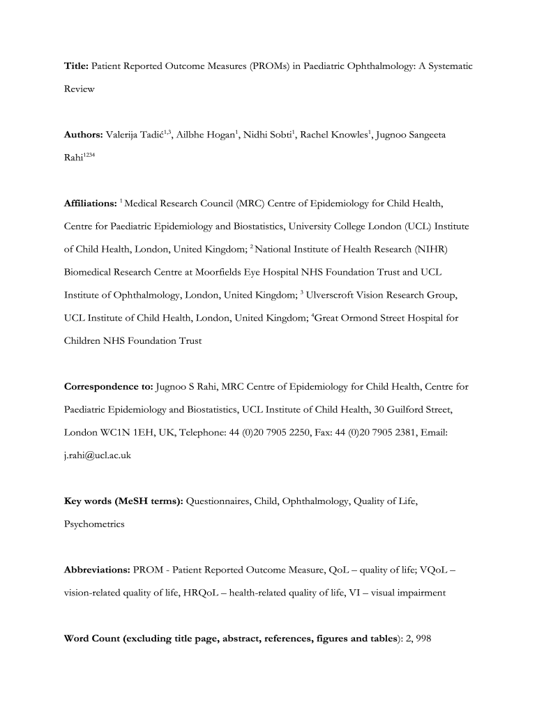 Fillable Online Development of the Functional Vision Questionnaire for ...