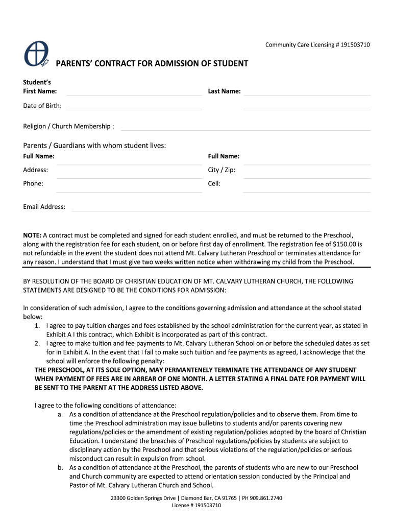 Preschool Contract docx Preview on Page 1