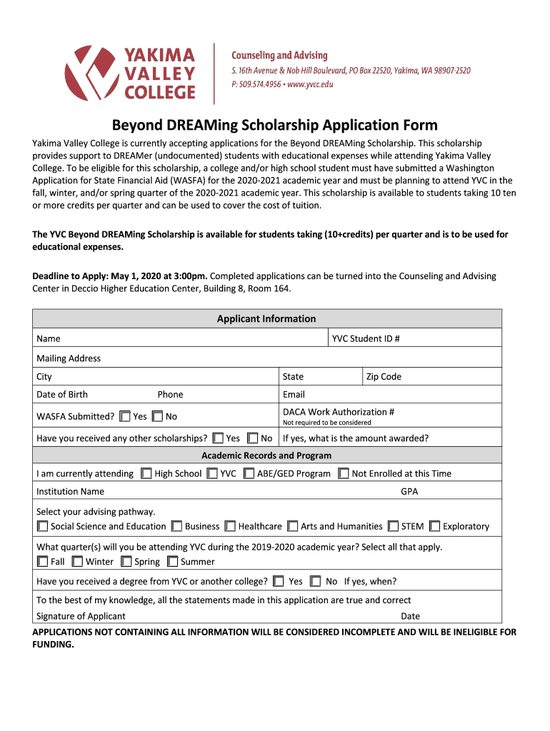 Forms - Admissions - Yakima Valley College Preview on Page 1