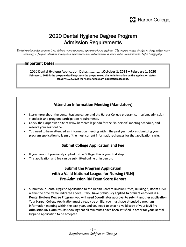 Fillable Online Dental Hygiene Program College of DuPage Fax Email