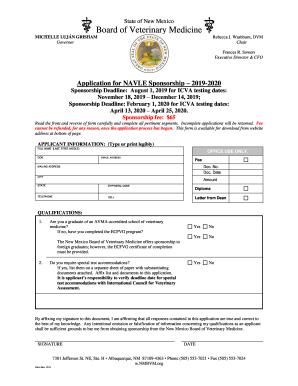 NAVLE Sponsorship Form 2019-2020 - New Mexico Board of ...