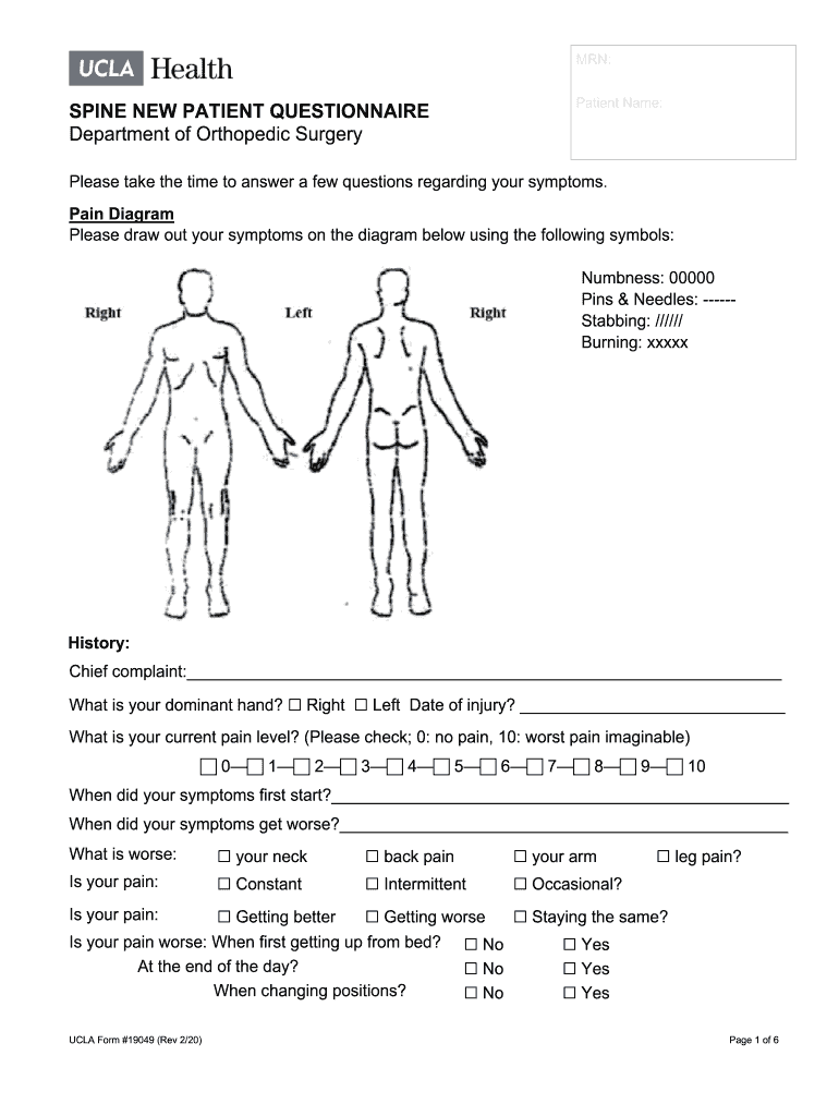 spine patient questionnaire Preview on Page 1