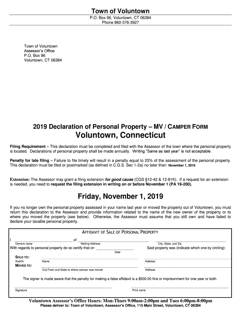 Fillable Online Assessor Voluntown Town Hall Fax Email Print pdfFiller