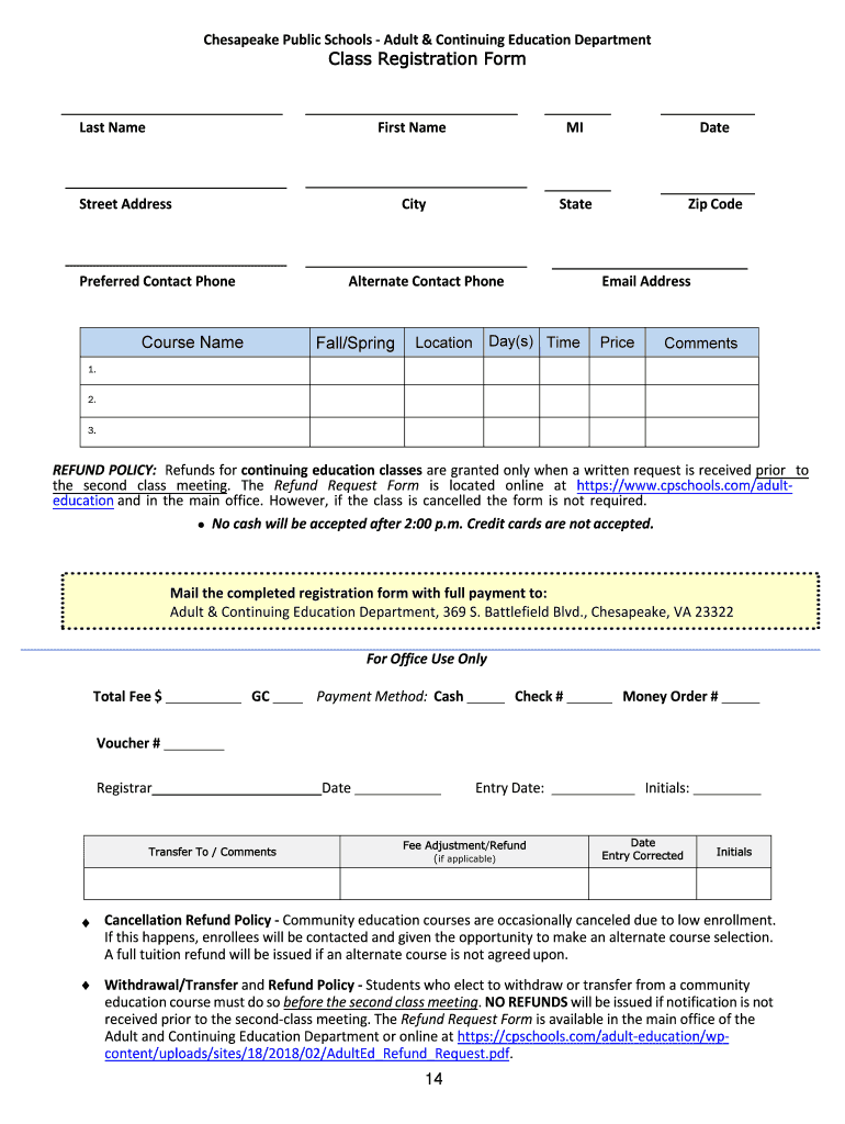 Chesapeake Department of Adult and Continuing Edu Preview on Page 1