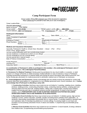 Fillable Online Camp-Participant-Form.pdf Fax Email Print - pdfFiller