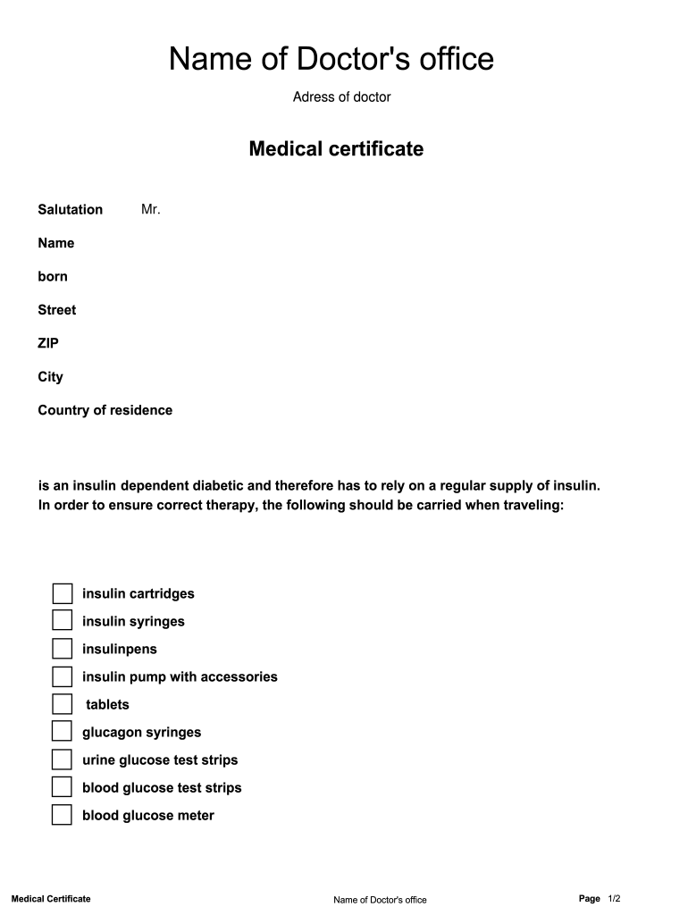 Medical Certificate For Diabetes Patient Fill Online, Printable