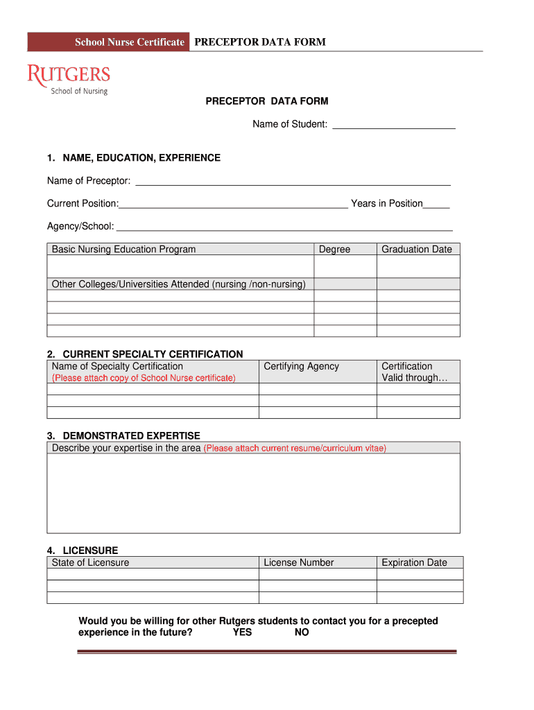 preceptor data Preview on Page 1