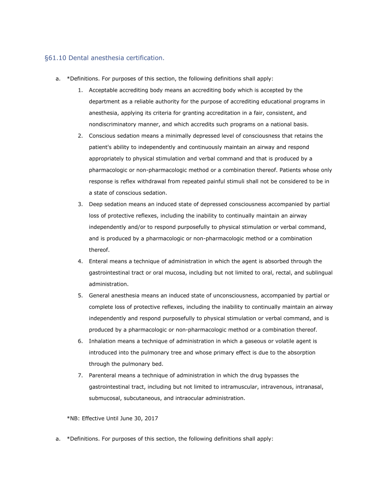 Fillable Online NYS DentistryDental Anesthesia/Sedation Certification